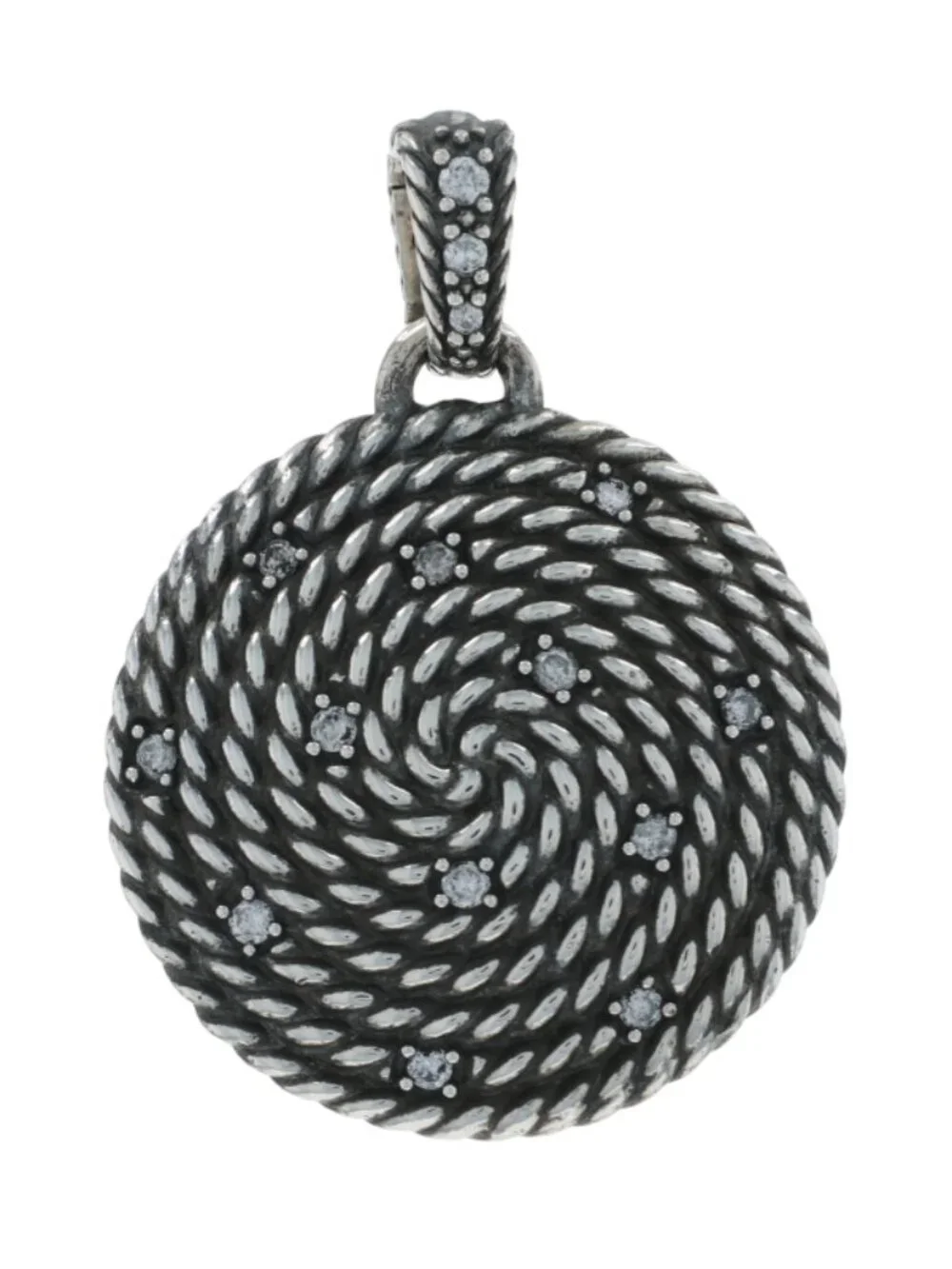 David Yurman Midnight Melange Cable Coil Medium Dia Pendant Enhancer Ster .22ctw